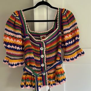Farm Rio Multi Stitches Crochet top
